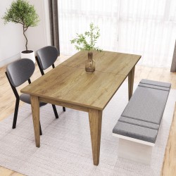 Mesa extensible Rebecca Mobili Graviola 75x160x90 Tablero de partículas Acero Marrón Claro Blanco Moderno