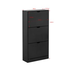 Shoe Cabinet Rebecca Mobili Ekpe 119x60x23 MDF Black Modern