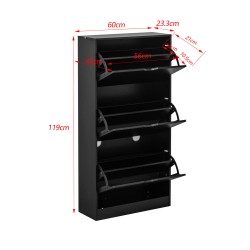 Shoe Cabinet Rebecca Mobili Ekpe 119x60x23 MDF Black Modern