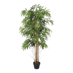 Planta artificial de Bambu Rebecca Mobili Tukra 150x35x35 Poliéster Madeira de Bambu Verde Marrom