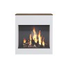 Chimenea Decorativa Rebecca Mobili Palmyra 83x75x27 Tablero de partículas Vidrio Blanco Marrón Moderno