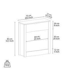 Dekokamin Rebecca Mobili Palmyra 83x75x27 Spanplatte Glas Weiß Braun Modern