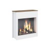 Chimenea Decorativa Rebecca Mobili Palmyra 83x75x27 Tablero de partículas Vidrio Blanco Marrón Moderno