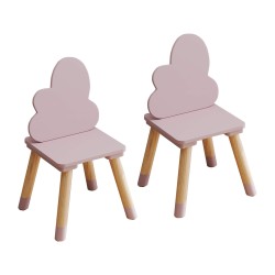 Chaises pour enfants Rebecca Mobili Pirasa 50x25x25 MDF Pin Rose Marron ENSEMBLE 2 pcs