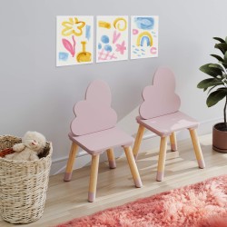 Cadeiras para crianças Rebecca Mobili Pirasa 50x25x25 MDF Pinho Rosa Marrom CONJUNTO 2 peças