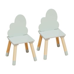 Chaises pour enfants Rebecca Mobili Aspasia 50x25x25 MDF Pin Vert Aqua Marron ENSEMBLE 2 pcs