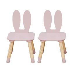 Table et 2 chaises pour enfants Rebecca Mobili Hely 44x60x60 MDF Pin Rose Marron ENSEMBLE 3 pcs