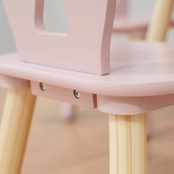 Tafel en 2 stoelen voor kinderen Rebecca Mobili Hely 44x60x60 MDF Pijnboom Roze Bruin SET 3 stuks