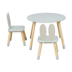 Table and 2 Chairs for Kids Rebecca Mobili Milicia 44x60x60 MDF Pine Aqua Green Brown  SET 3 pcs