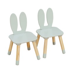 Table et 2 chaises pour enfants Rebecca Mobili Milicia 44x60x60 MDF Pin Vert Aqua Marron ENSEMBLE 3 pcs