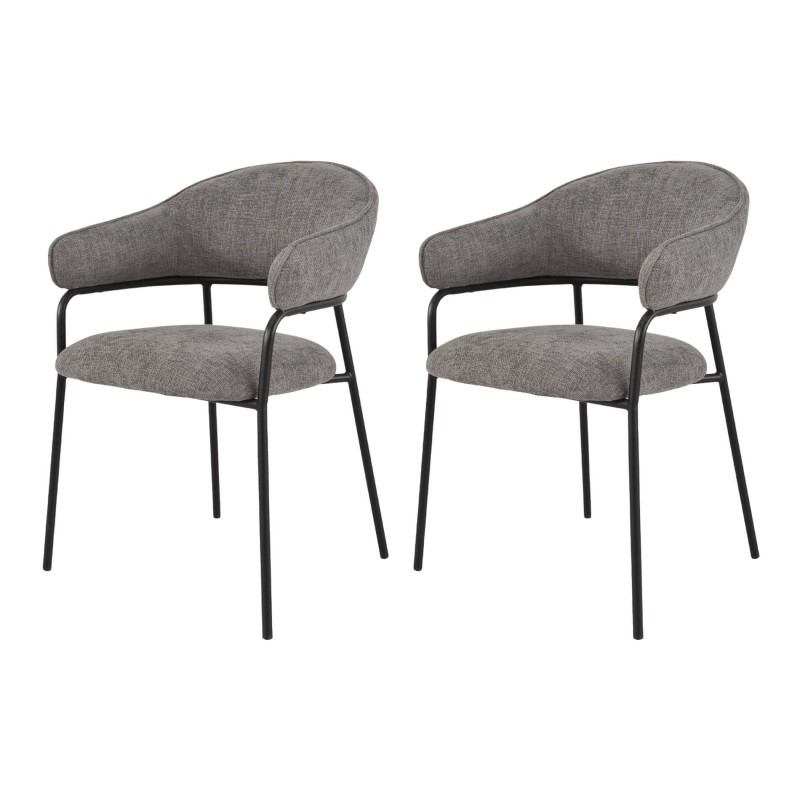 Chairs Rebecca Mobili Jatoba 82,5x57x56,5 Polyester Fabric Steel Grey Black Modern SET 2 pieces