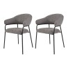 Chairs Rebecca Mobili Jatoba 82,5x57x56,5 Polyester Fabric Steel Grey Black Modern SET 2 pieces