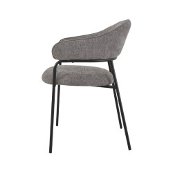 Chairs Rebecca Mobili Jatoba 82,5x57x56,5 Polyester Fabric Steel Grey Black Modern SET 2 pieces