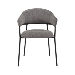 Chairs Rebecca Mobili Jatoba 82,5x57x56,5 Polyester Fabric Steel Grey Black Modern SET 2 pieces