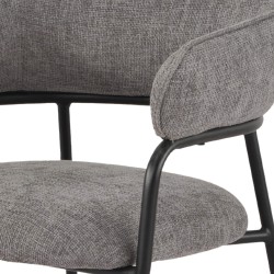 Chairs Rebecca Mobili Jatoba 82,5x57x56,5 Polyester Fabric Steel Grey Black Modern SET 2 pieces