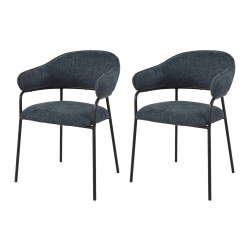 Chairs Rebecca Mobili Azobe 82,5x57x56,5 Polyester Fabric Steel Petrol Blue Black Modern SET 2 pieces