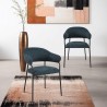 Chairs Rebecca Mobili Azobe 82,5x57x56,5 Polyester Fabric Steel Petrol Blue Black Modern SET 2 pieces