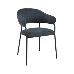 Chaises Rebecca Mobili Azobe 82,5x57x56,5 Tissu Polyester Acier Bleu Pétrole Noir Moderne ENSEMBLE 2 pièces