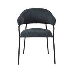 Chairs Rebecca Mobili Azobe 82,5x57x56,5 Polyester Fabric Steel Petrol Blue Black Modern SET 2 pieces