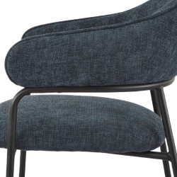 Chairs Rebecca Mobili Azobe 82,5x57x56,5 Polyester Fabric Steel Petrol Blue Black Modern SET 2 pieces