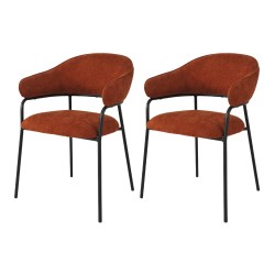 Chaises Rebecca Mobili Dombeya 82,5x57x56,5 Tissu Polyester Acier Orange Noir Moderne ENSEMBLE 2 pièces