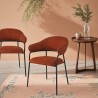 Chaises Rebecca Mobili Dombeya 82,5x57x56,5 Tissu Polyester Acier Orange Noir Moderne ENSEMBLE 2 pièces