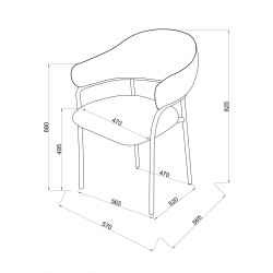 Stoelen Rebecca Mobili Dombeya 82,5x57x56,5 Polyesterstof Staal Oranje Zwart Modern SET 2 stuks