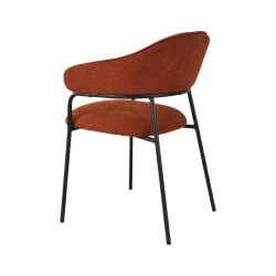 Chaises Rebecca Mobili Dombeya 82,5x57x56,5 Tissu Polyester Acier Orange Noir Moderne ENSEMBLE 2 pièces