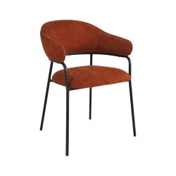 Chaises Rebecca Mobili Dombeya 82,5x57x56,5 Tissu Polyester Acier Orange Noir Moderne ENSEMBLE 2 pièces