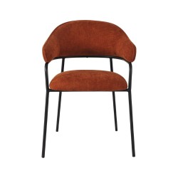 Chaises Rebecca Mobili Dombeya 82,5x57x56,5 Tissu Polyester Acier Orange Noir Moderne ENSEMBLE 2 pièces