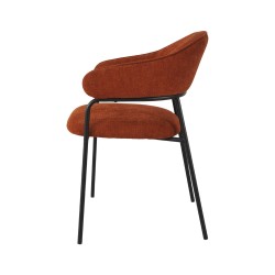 Chaises Rebecca Mobili Dombeya 82,5x57x56,5 Tissu Polyester Acier Orange Noir Moderne ENSEMBLE 2 pièces