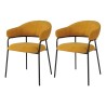 Chairs Rebecca Mobili Kadid 82,5x57x56,5 Polyester Fabric Steel Yellow Black Modern SET 2 pieces