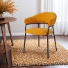 Chairs Rebecca Mobili Kadid 82,5x57x56,5 Polyester Fabric Steel Yellow Black Modern SET 2 pieces