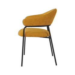 Chairs Rebecca Mobili Kadid 82,5x57x56,5 Polyester Fabric Steel Yellow Black Modern SET 2 pieces