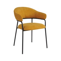 Sillas Rebecca Mobili Kadid 82,5x57x56,5 Tela de Poliéster Acero Amarillo Negro Moderno CONJUNTO 2 piezas