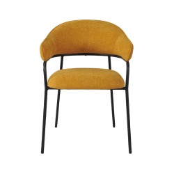 Chairs Rebecca Mobili Kadid 82,5x57x56,5 Polyester Fabric Steel Yellow Black Modern SET 2 pieces