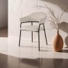 Chairs Rebecca Mobili Bakla 82,5x57x56,5 Polyester Fabric Steel Pearl White Black Modern SET 2 pieces