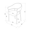 Chairs Rebecca Mobili Bakla 82,5x57x56,5 Polyester Fabric Steel Pearl White Black Modern SET 2 pieces