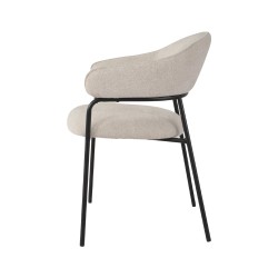 Chairs Rebecca Mobili Bakla 82,5x57x56,5 Polyester Fabric Steel Pearl White Black Modern SET 2 pieces