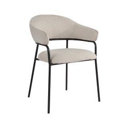 Chaises Rebecca Mobili Bakla 82,5x57x56,5 Tissu Polyester Acier Blanc Perle Noir Moderne ENSEMBLE 2 pièces