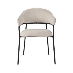 Chaises Rebecca Mobili Bakla 82,5x57x56,5 Tissu Polyester Acier Blanc Perle Noir Moderne ENSEMBLE 2 pièces