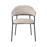 Chairs Rebecca Mobili Bakla 82,5x57x56,5 Polyester Fabric Steel Pearl White Black Modern SET 2 pieces