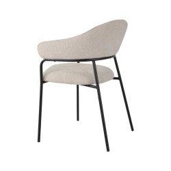 Chairs Rebecca Mobili Bakla 82,5x57x56,5 Polyester Fabric Steel Pearl White Black Modern SET 2 pieces