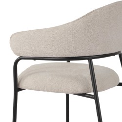 Chaises Rebecca Mobili Bakla 82,5x57x56,5 Tissu Polyester Acier Blanc Perle Noir Moderne ENSEMBLE 2 pièces