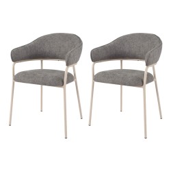 Chairs Rebecca Mobili Cadetia 82,5x57x56,5 Polyester Fabric Steel Grey White Modern SET 2 pieces