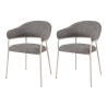 Stoelen Rebecca Mobili Cadetia 82,5x57x56,5 Polyesterstof Staal Grijs Wit Modern SET 2 stuks