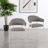 Chairs Rebecca Mobili Cadetia 82,5x57x56,5 Polyester Fabric Steel Grey White Modern SET 2 pieces