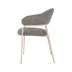 Stoelen Rebecca Mobili Cadetia 82,5x57x56,5 Polyesterstof Staal Grijs Wit Modern SET 2 stuks