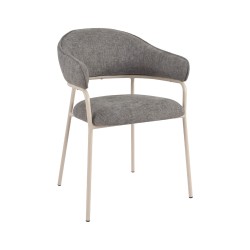 Stoelen Rebecca Mobili Cadetia 82,5x57x56,5 Polyesterstof Staal Grijs Wit Modern SET 2 stuks