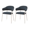 Chairs Rebecca Mobili Guanabana 82,5x57x56,5 Polyester Fabric Steel Petrol Blue White Modern SET 2 pieces